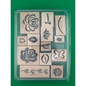 Stampin' Up! Rose Rhapsody Stamp Set Retired 2000 Floral Rubber Stamps Set of 13